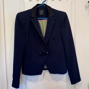Zara navy blazer with zippered sleeve cuffs